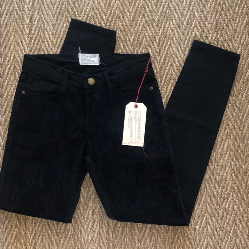 NWT Current Elliot black jeans w lace detail
